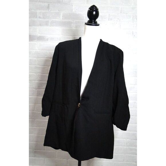 torrid Jackets & Blazers - Torrid Studio Cupro Single Button Blazer Womens Size 3X Black 3/4 Sleeve Pockets